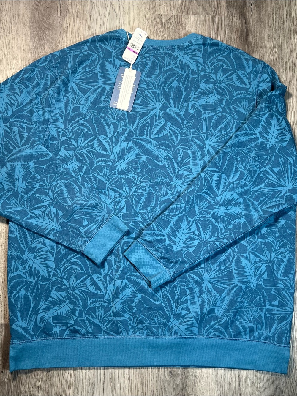 New Tommy Bahama Mens XXL Ben and Terry Twilight Palms Sweatshirt Buccaneer Blue - Picture 3 of 8